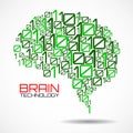 Artificial intelligence. Abstract brain with binary computer code, technology concept Royalty Free Stock Photo