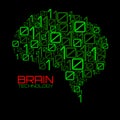 Artificial intelligence. Abstract brain with binary computer code, technology concept Royalty Free Stock Photo