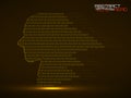 Artificial intelligence. Abstract human head barcode with binary code