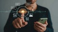 Artificial Intelligence Agents at Your Fingertips Technology Integration for the Modern User Experience and Connectivity Royalty Free Stock Photo