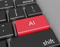 Artificial intelligence AI button on computer keyboard Royalty Free Stock Photo