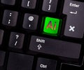 Artificial intelligence AI button on computer keyboard. Royalty Free Stock Photo