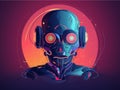 Artificial intelligence AI chat bot idea in neon color, android, chat support, assistance bot, generative AI