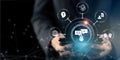 Artificial intelligence AI chatbot. Digital chatting, Chatbot, robot application, conversation assistant concept.