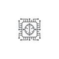 Artificial intelligence AI, chip brain technology, core. Vector icon outline template