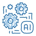 Artificial Intelligence Ai Chip doodle icon hand drawn illustration