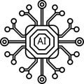 Artificial intelligence ai chip icon representing neural network and machine learning concept Royalty Free Stock Photo