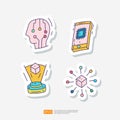 Artificial intelligence AI. circuit board and brain, chip structure on smartphone, idea box, algorithm filter or analysis. data Royalty Free Stock Photo