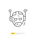 Artificial intelligence AI concept with android robot head face for engineering, development, brainstorming sign. Hand drawn Royalty Free Stock Photo
