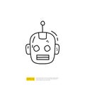 Artificial intelligence AI concept with android robot head face for engineering, development, brainstorming sign. Hand drawn Royalty Free Stock Photo