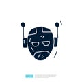 Artificial intelligence AI concept with android robot head face for engineering, development, brainstorming sign. Hand drawn Royalty Free Stock Photo