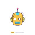 Artificial intelligence AI concept with android robot head face for engineering, development, brainstorming sign. Hand drawn Royalty Free Stock Photo