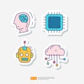 Artificial intelligence AI concept with circuit board data, android robot and brains chip for engineering, development, Royalty Free Stock Photo
