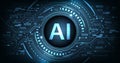 Artificial Intelligence(AI) on electric Circuit Background Royalty Free Stock Photo