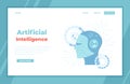 Artificial Intelligence AI, Future technology, Digital brain, Machine learning, Data mining. Robot head with a human face, brain