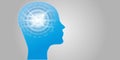 Artificial Intelligence AI Futuristic Concept. Human Big data Visualization with Cyber Mind. Machine Deep Learning.