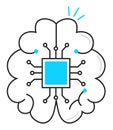 Artificial intelligence AI, including cybernetics, machine learning, robotics icon line vector, AI problem-solving