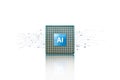 Artificial intelligence AI and machine learning concept. Computer processor chip with microchip isolated and electronic circuit Royalty Free Stock Photo