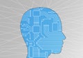 Artificial Intelligence / AI or machine learning / digitization concept. Vector illustration of head silhouette Royalty Free Stock Photo