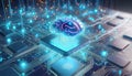 Artificial intelligence AI neural network digital brain machine deep learning processing big data analysis technology connection Royalty Free Stock Photo