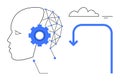 Artificial Intelligence and Cloud Computing Concept with Neural Network and Gear Icons Royalty Free Stock Photo