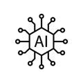Artificial intelligence AI processor chip vector icon. Processor circuit ai line icon logo business technology symbol.