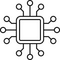 Artificial intelligence AI processor chip vector icon sign for graphic design, logo, website, mobile app, UI. Processor Royalty Free Stock Photo