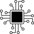 Artificial intelligence AI processor chip vector icon sign for graphic design, logo, website, mobile app, UI. Processor Royalty Free Stock Photo