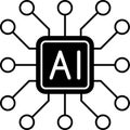 Artificial intelligence AI processor chip vector icon sign for graphic design, logo, website, mobile app, UI. Processor Royalty Free Stock Photo
