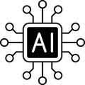 Artificial intelligence AI processor chip vector icon sign for graphic design, logo, website, mobile app, UI. Processor Royalty Free Stock Photo