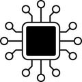 Artificial intelligence AI processor chip vector icon sign, UI. Processor circuit ai line icon technology symbol. Royalty Free Stock Photo