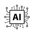 Artificial intelligence AI processor chip vector icon symbol for graphic design, logo, web site, social media, mobile app, ui