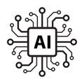 Artificial intelligence AI processor chip vector icon symbol for graphic design, logo, web site, social media, mobile app, ui