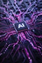 Artificial Intelligence AI Processor on Circuit Board Royalty Free Stock Photo
