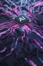 Artificial Intelligence AI Processor on Circuit Board Royalty Free Stock Photo