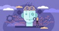 Artificial intelligence or AI vector illustration. Flat tiny person concept
