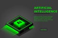 Artificial intelligence, AI web banner, isometric cloud computing concept, data mining, isometric, neural network Royalty Free Stock Photo