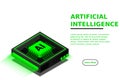 Artificial intelligence, AI web banner, isometric cloud computing concept, data mining, isometric, neural network Royalty Free Stock Photo