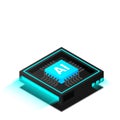 Artificial intelligence, AI web banner, isometric cloud computing concept, data mining, isometric, neural network Royalty Free Stock Photo