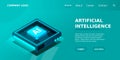 Artificial intelligence, AI web banner, isometric cloud computing concept, data mining, isometric, neural network Royalty Free Stock Photo