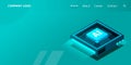 Artificial intelligence, AI web banner, isometric cloud computing concept, data mining, isometric, neural network Royalty Free Stock Photo