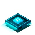 Artificial intelligence, AI web banner, isometric cloud computing concept, data mining, isometric, neural network Royalty Free Stock Photo