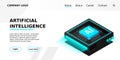 Artificial intelligence, AI web banner, isometric cloud computing concept, data mining, isometric, neural network Royalty Free Stock Photo
