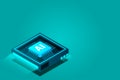 Artificial intelligence, AI web banner, isometric cloud computing concept, data mining, isometric, neural network, machine program Royalty Free Stock Photo