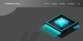 Artificial intelligence, AI web banner, isometric cloud computing concept, data mining, isometric, neural network Royalty Free Stock Photo