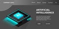 Artificial intelligence, AI web banner, isometric cloud computing concept, data mining, isometric, neural network Royalty Free Stock Photo