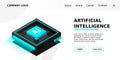 Artificial intelligence, AI web banner, isometric cloud computing concept, data mining, isometric, neural network Royalty Free Stock Photo