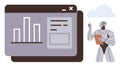 Artificial Intelligence Analyzing Data with Digital Chart and Robot Holding Tablet in Cloud Environment Royalty Free Stock Photo