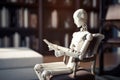 Artificial intelligence android robot reading a book. Royalty Free Stock Photo