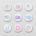 Artificial intelligence app icons set Royalty Free Stock Photo